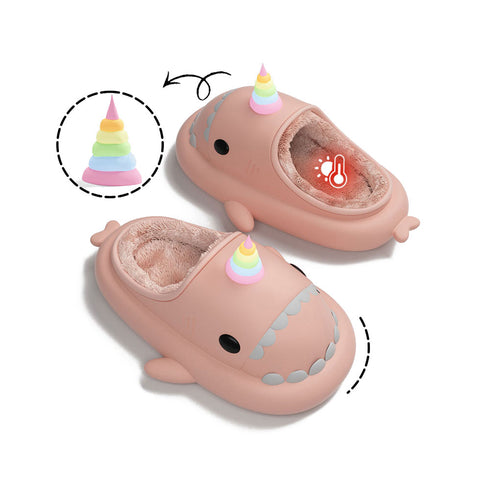 Sharkicks Basic - Invierno, Pantuflas de Tiburón Unicornio, Tacón Abierto